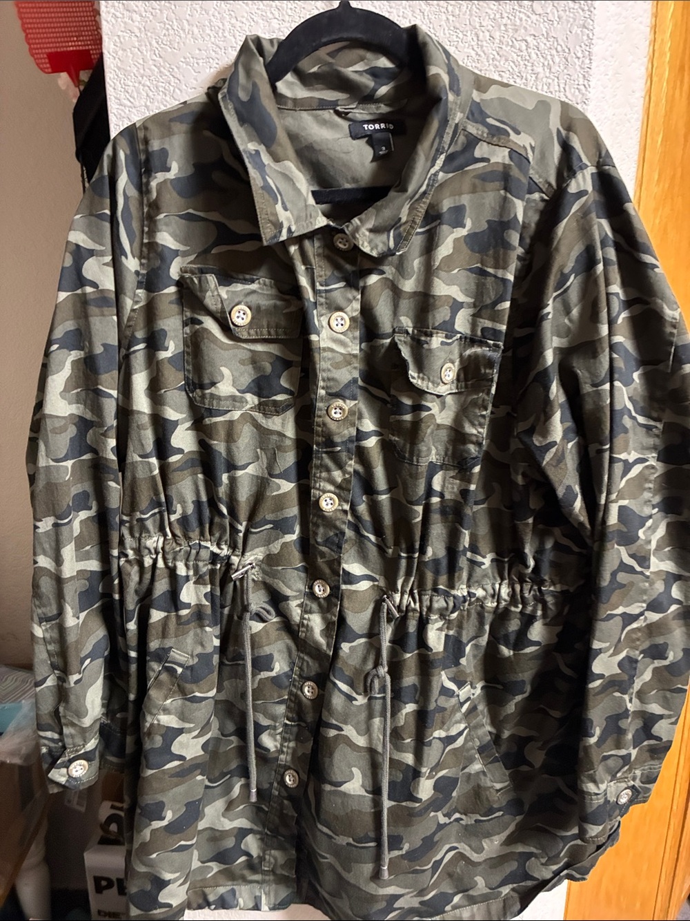 torrid Olive Green Camo Drawstring Shirt Jacket torrid 3x like new